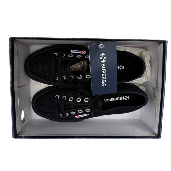 Superga Womens 2750 Cotu Nero Classic Black Canvas Sneakers Size 37 New With Box - Picture 3 of 11